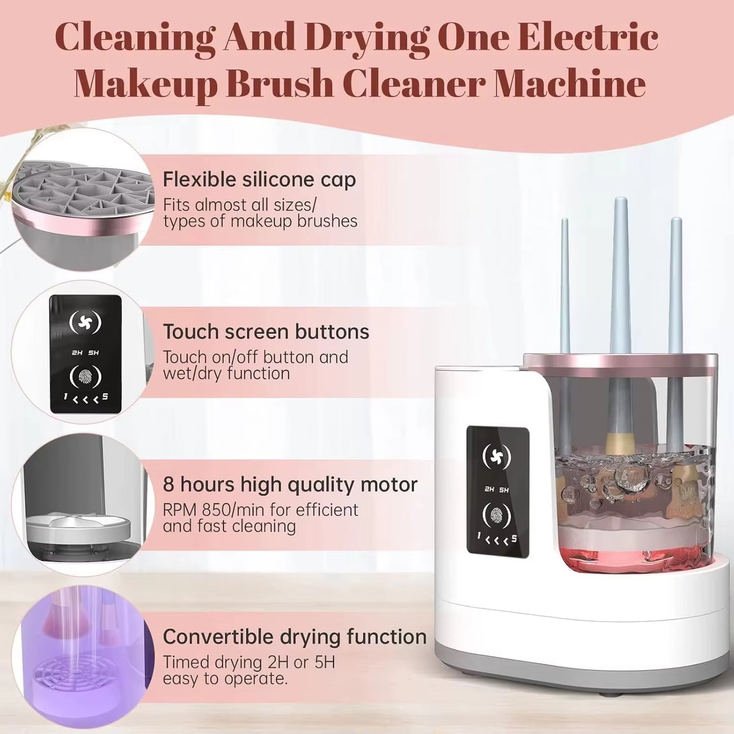PureBrush Pro+™ 3-in-1 Makeup Brush Cleaner + UV Dryer