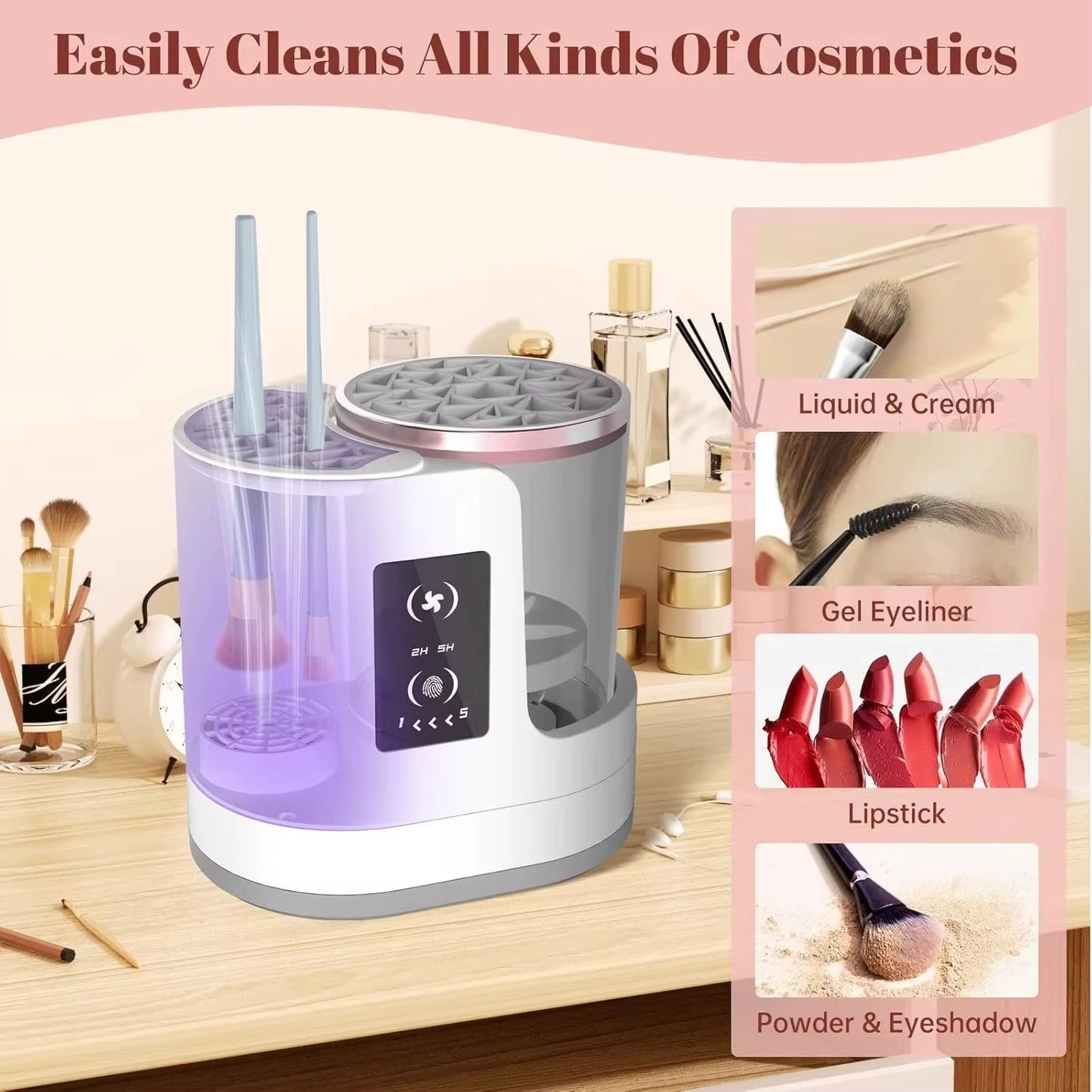 PureBrush Pro+™ 3-in-1 Makeup Brush Cleaner + UV Dryer